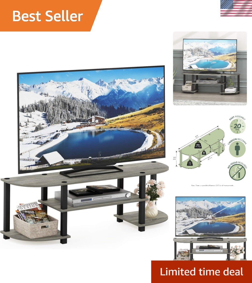 Modern 3-Tier Entertainment Center for TVs Up to 55 Inches &ndash; Family Safe Design