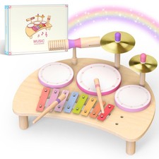Toddlers Drum Set Toys for 1 2 3 Year Old Girls,Montessori Music Toy for Todd...