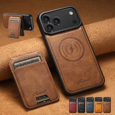 Magnetic Luxury Leather Card Wallet Stand Case For iPhone 17 16 15 Pro Max 14 13