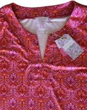 Stella Parker Collection Pink Orange Bright Sheath Dress Size Large UPF 50 NWT