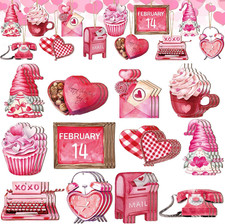 36 Pcs Valentine'S Day Tree Ornaments Wooden Pink Valentine Decorations Heart Gn