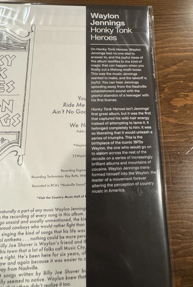 Waylon Jennings- Honky Tonk Heroes 180g Vinyl Me Please NEW Factory Sealed - Image 2 of 4