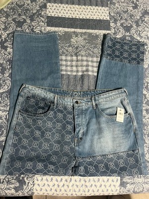 PRPS Relaxed Fit Barracuda All Over Logo Print Mens Jeans Blue Size 40/32.5