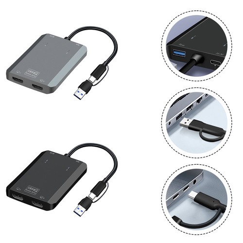 Reliable ABS Built USB C and A Dual Monitor Adapter with High Definition - Afbeelding 2 van 14