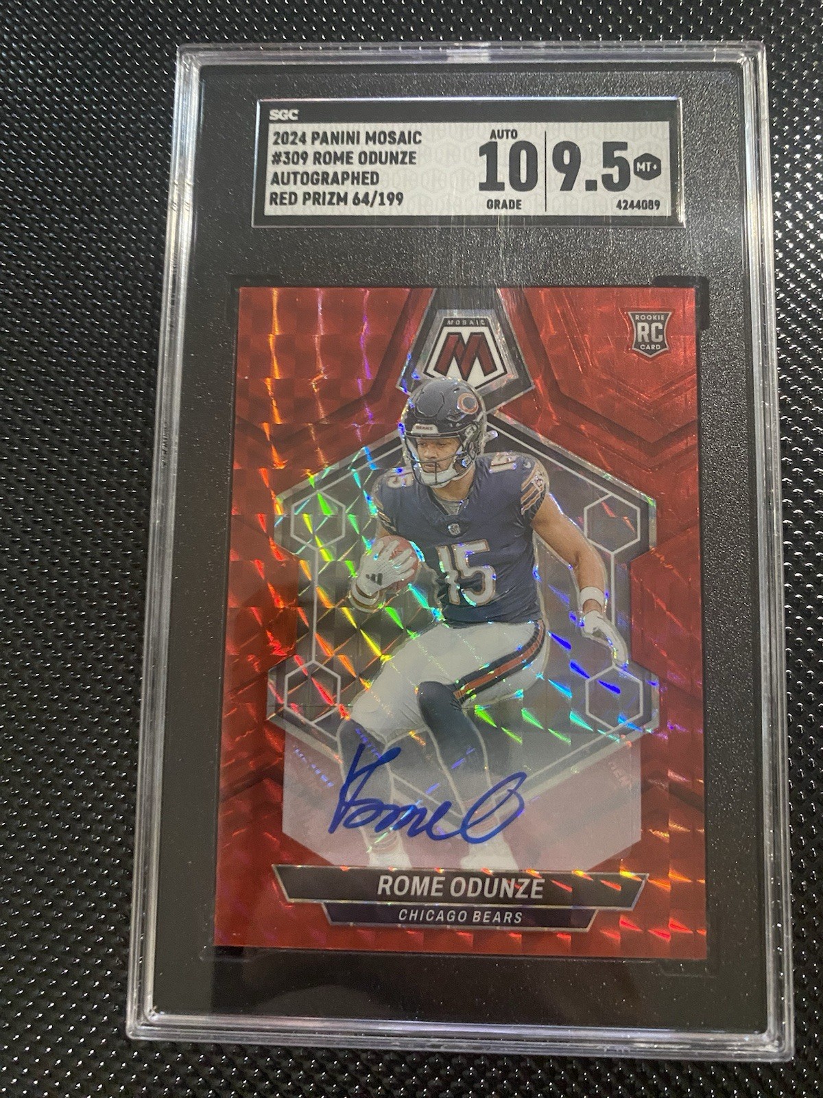 2024 Panini Mosaic - Rookie Autographs Mosaic Rome Odunze #309 Red Prizm /199 RC