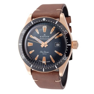 Edox Men's SkyDiver 42mm Automatic Watch 80126-BRN-BUIDR
