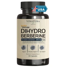 Dihydroberberine Supplement with Ceylon Cinnamon, 500mg - (Patented GlucoVant...
