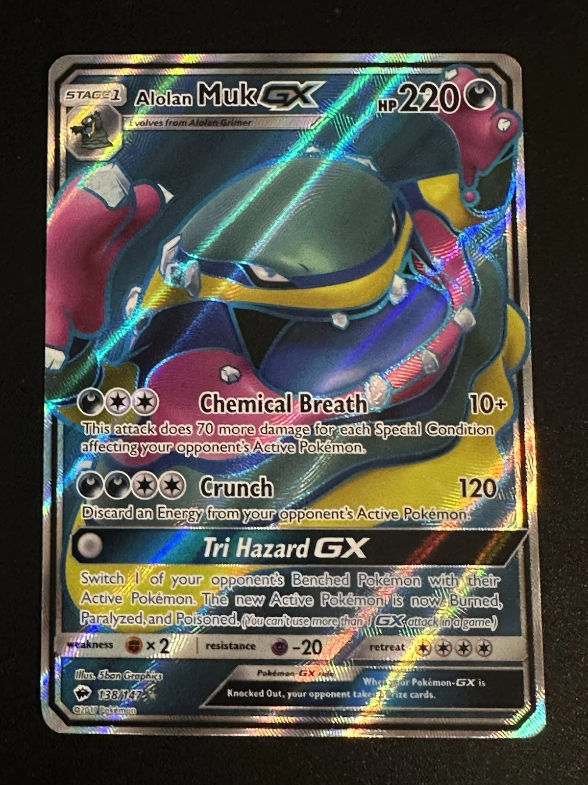 Alolan Muk GX 138/147 Pokemon Burning Shadows Ultra Rare Full Art Holo Indent