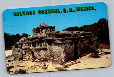 1960s Mayan Ruin The Shell Tumba Caracol Cozumel QR Mexico Postcard
