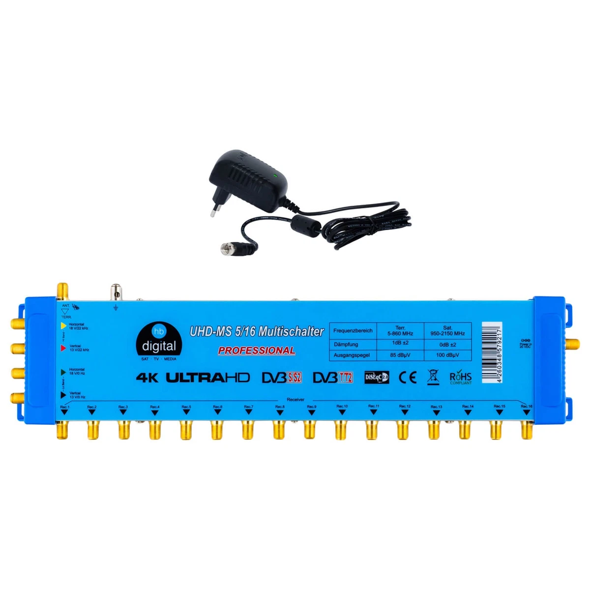 Interruptor múltiple 5/16 516 para Full HDTV 3D 4K Digital SAT instalación 16 participantes