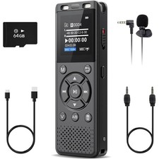 64G Digital Voice Recorder with Playback,Audio Recording Device for Lectures NEW