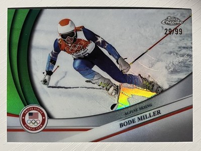 Bode Miller 2026 Topps Chrome U.S. Winter Olympics Green Refractor 29/99