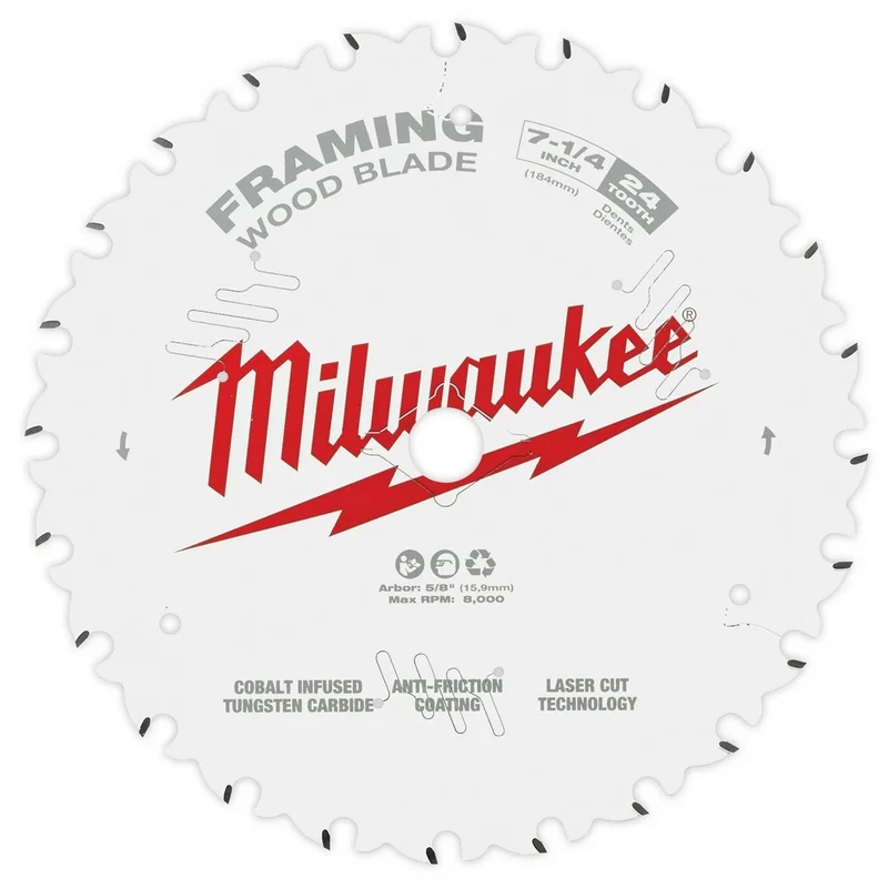 Milwaukee 48-40-0722 7-1/4-inch 24T framing blades, 2-pack