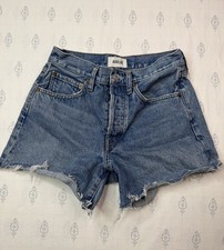 Pantaloncini AGOLDE Parker con bottoni sfilacciati a mosca invecchiati vita alta taglia 25-prezzo al pubblico $148