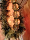 Vintage Purse Cream Color Table Lamp Beaded Handle Fur Trim Night Light — photo 8