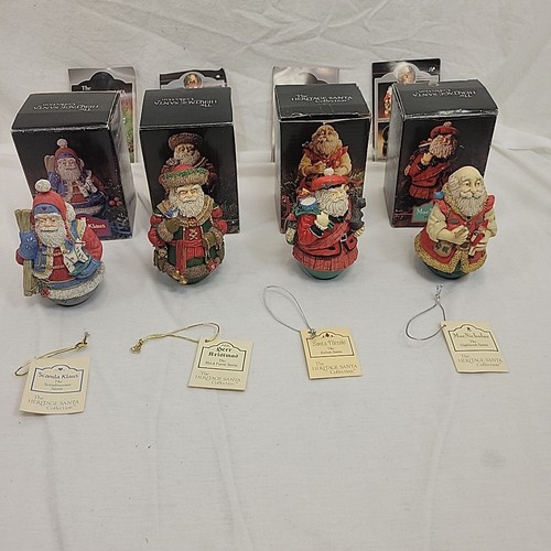 The Heritage Santa Collection Roly Poly 4 Vintage Christmas Figures w Boxes Lot - Picture 1 of 17