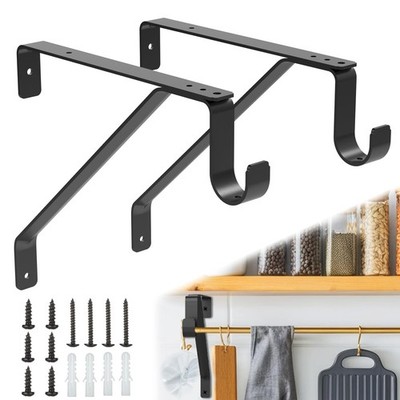 Pisman 10 Inch Heavy Duty Closet Rod Bracket Adjustable 2-Pack, Closet Rod Su...