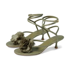 Stuart Weitzman Womens Belize 50 Heeled Sandal US 9 Tan Ankle Wrap Leather NIB