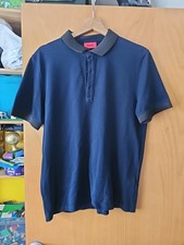 Hugo Boss Red Label Polo Xl. Navy With Black Rubber Trim Collar And Sleeves