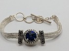 Lori Bonn Sterling London Blue Topaz & 2 Filigree Charms Toggle Bracelet
