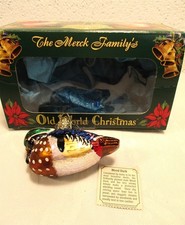 OLD WORLD CHRISTMAS BLOWN GLASS "WOOD DUCK" CHRISTMAS ORNAMENT/MERCK FAMILY 2004