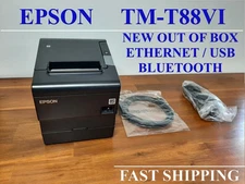 Epson TM-T88VI Thermal Receipt  Printer Bluetooth Ethernet USB W/ Power Supply