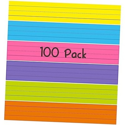 100 Pack Sentence Strips, Ruled Sentence Strip Lined Paper for Color