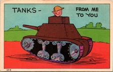 Vintage Graycraft WWII Comic Tank Postcard from Danville VA