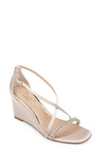 Jewel Badgley Mischka Women's Adelynn Crisscross Strap Wedge Sandals, Beige 5.5M