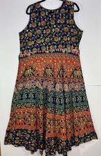 Sleeveless Maxi Dress L Multicolor Multi Print Full Skirt Boho Altered From XL