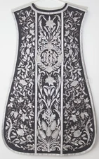 Black Spanish Fiddleback Vestment & mass set with Vintage  Embroidery pattern