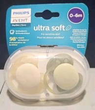 New Philips AVENT Ultra Soft Pacifiers 0-6 Months Sterilizing Case blue clear