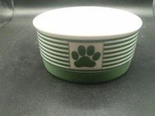 Bone Dry Paw & Patch Ceramic Pet Bowl, Small, 4.25x2", GREEN