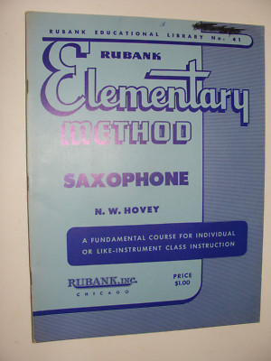 Saxophone Elementary Method Rubank No. 41 Nilo Hovey 1934 Instructional ...