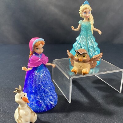 Disney Froze Anna Elsa  Princess Glitter Glider Doll Set W/Olaf And Owl