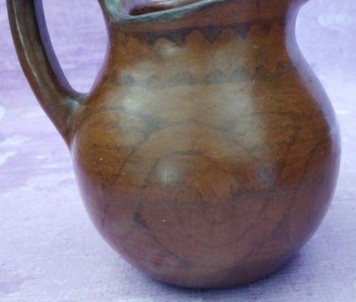 Art Pottery Brown Stoneware Pitcher Jug Creamer Rustic Farmhouse 6.5in Vintage - Picture 3 of 11