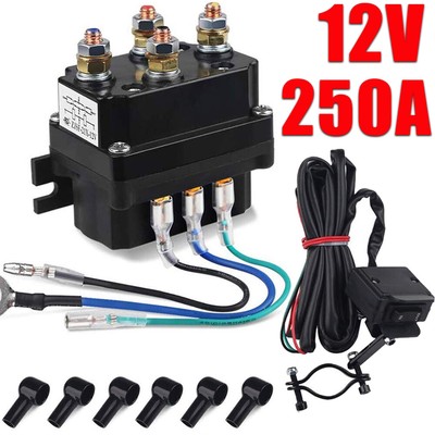12V 250A Electric Winch Solenoid Relay +6 Protecting caps for 2000-5000lbs Winch