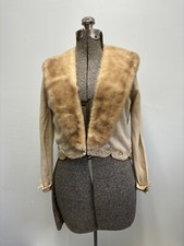 Vintage Cashmere Mink Trim Cream Sweater,  S/M By ALTMANN OF VIENNA