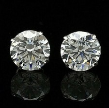 4.00 Ct Round Cut VVS1/D Lab Created Solitaire Stud Earrings 14K White Gold 8mm