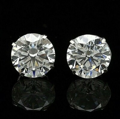 4,00 Karat runder Schnitt VVS1/D Labor erstellt Solitär Ohrstecker 14k Weißgold 8 mm