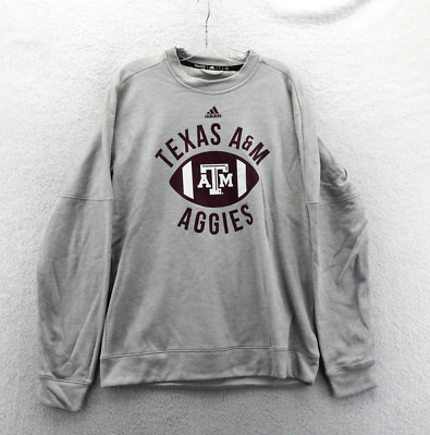 Texas A&M Aggies Sweatshirt Mens Large Gray Adidas Fleece Lined Climawarm New