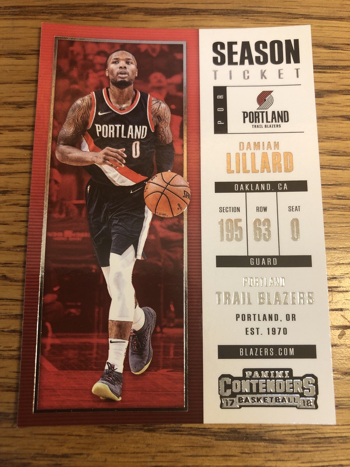 Damian Lillard 2017-18 Panini Contenders Trail Blazers #36   *5450*