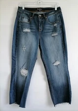 Signature|Studio Women's Blue Denim Capri Cropped Distressed Size 8