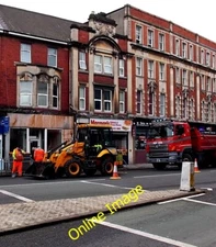 Photo 6x4 JCB and topsoil lorry in Clarence Place, Newport Newport/Casne c2014