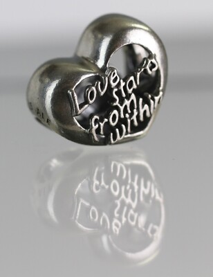 Pandora Herz Charm Love starts from within 925 Sterling Silber 792512C00 V2-WI