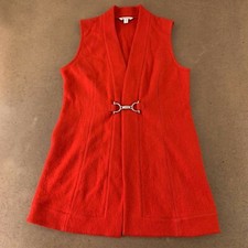 Spanner Womens Vest Red Buckle Pockets V Neck Hip Length M New