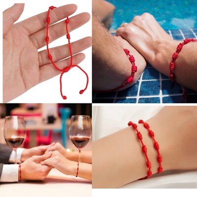 Pulsera Roja 7 Nudos Protección Preparada Hilo Rojo Adulto | Meses sin intereses