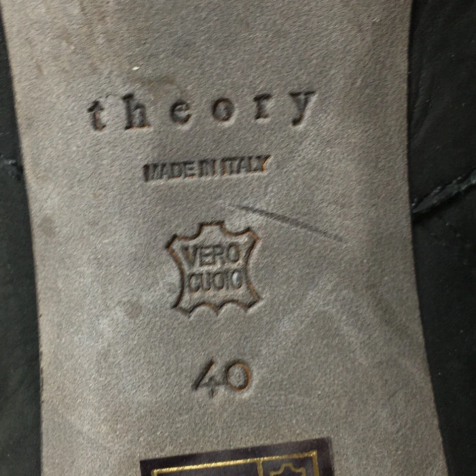Theory Italia Botines Botines Zapatos Mujer Talla 10 EE. UU. 40 UE Cuero Negro Foto 2 de 4