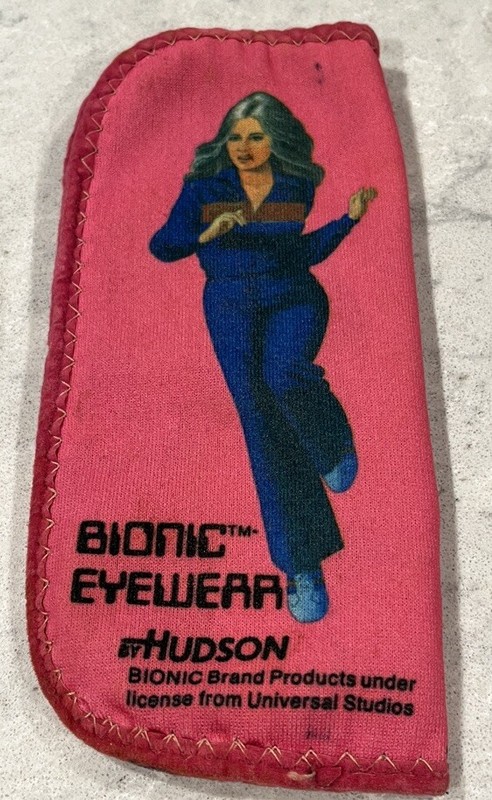 Super Rare 1977 Bionic Eyewear Bionic Woman Pink Fabric Eyeglass Case Hudson