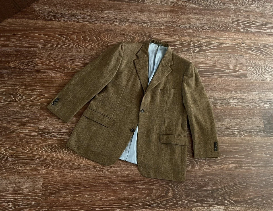 VTG Isaia Napoli windowpane wool/cashmere blazer sport coat / size 58 - Image 2 of 4